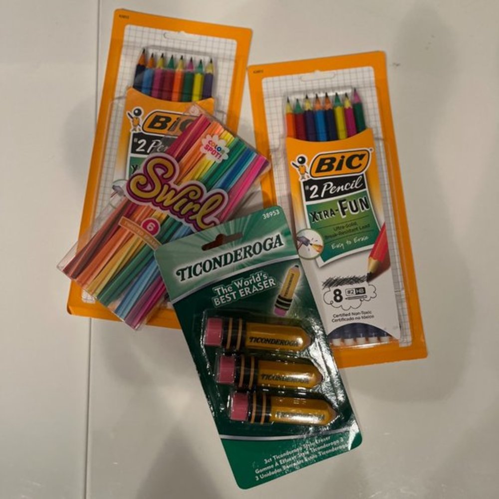 Pencils and‎ Fun Erasers! (Mixed Lot / home office / new/x)